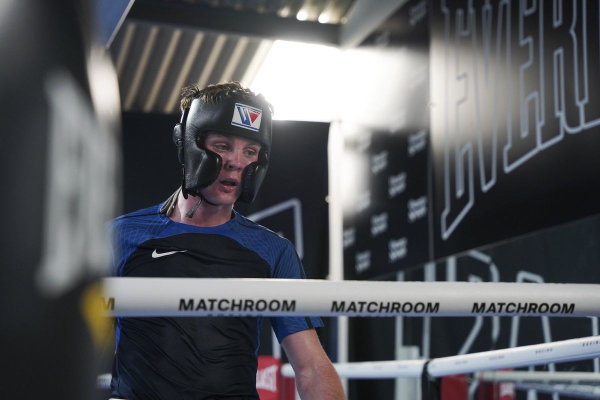 Filming ringside at a Matchroom Boxing event